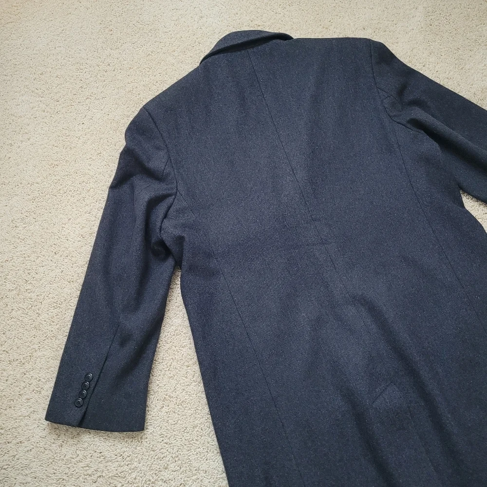 London Fog Men's 46R Wool Blend Gray Long Dress Coat Overcoat Topcoat Career
